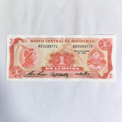 各国外币第91期 - 洪都拉斯1伦皮亚1968年 unc-美品