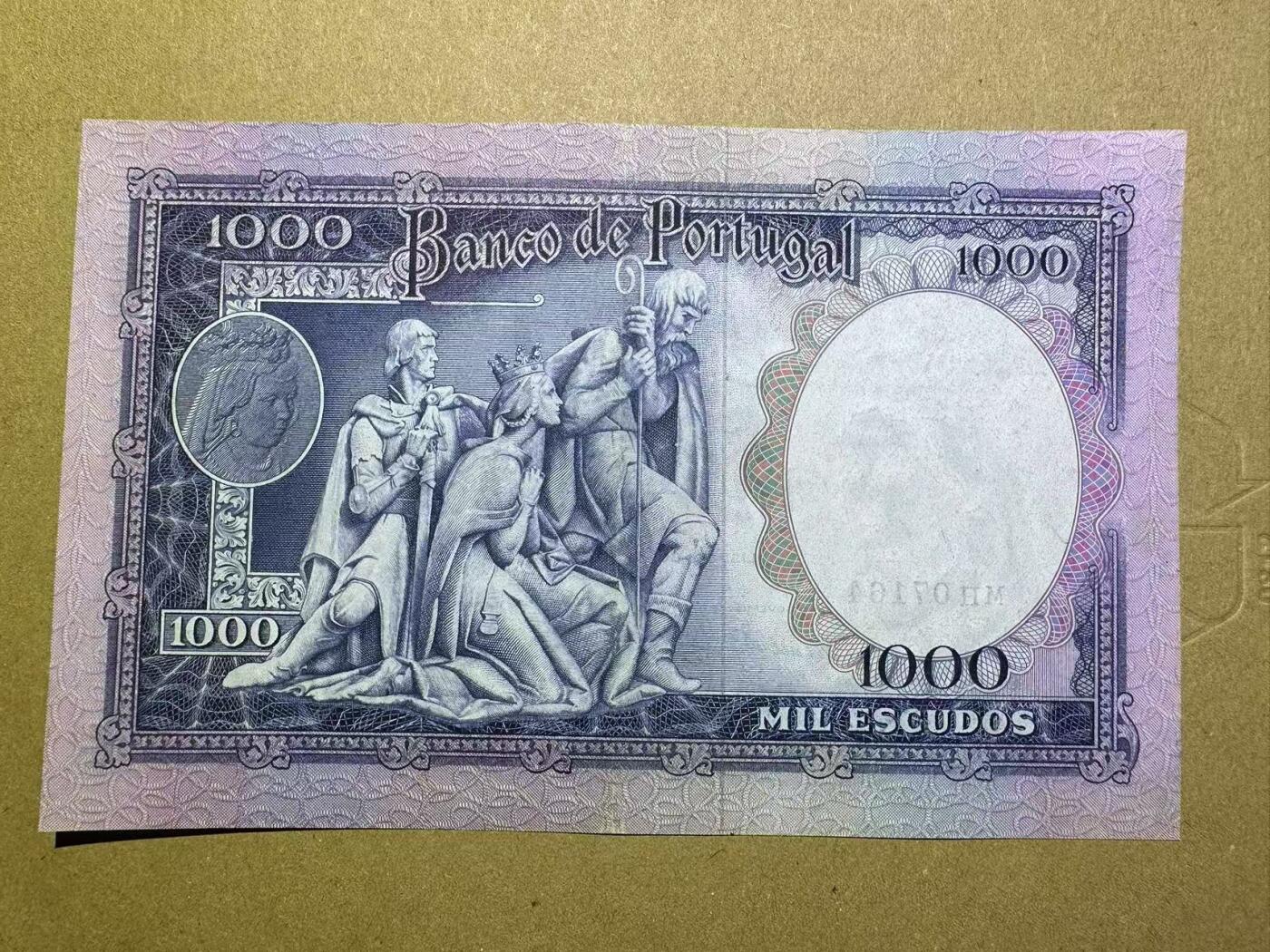 【Blue Auction】✨世界纸币精拍第627期【精】 葡萄牙 1961年1000埃斯库多 费丽帕女王 设计精美 AU品相