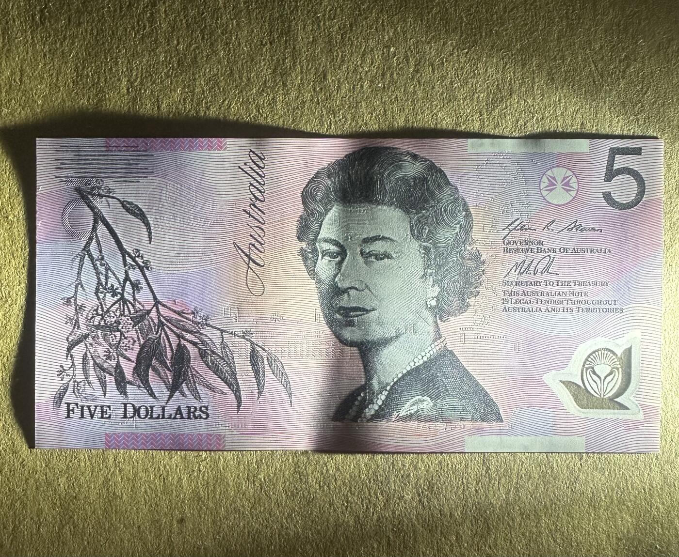 外国纸币专场 澳大利亚5 UNC-不是中折