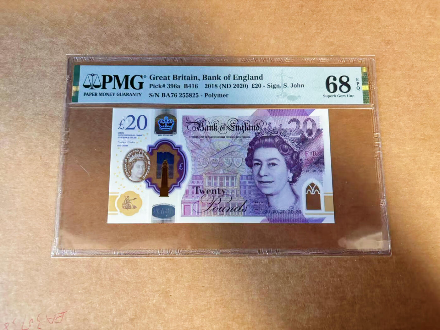 【Blue Auction】✨世界纸币精拍第627期【精】 英国 2018年20镑 PMG68EPQ 超高分