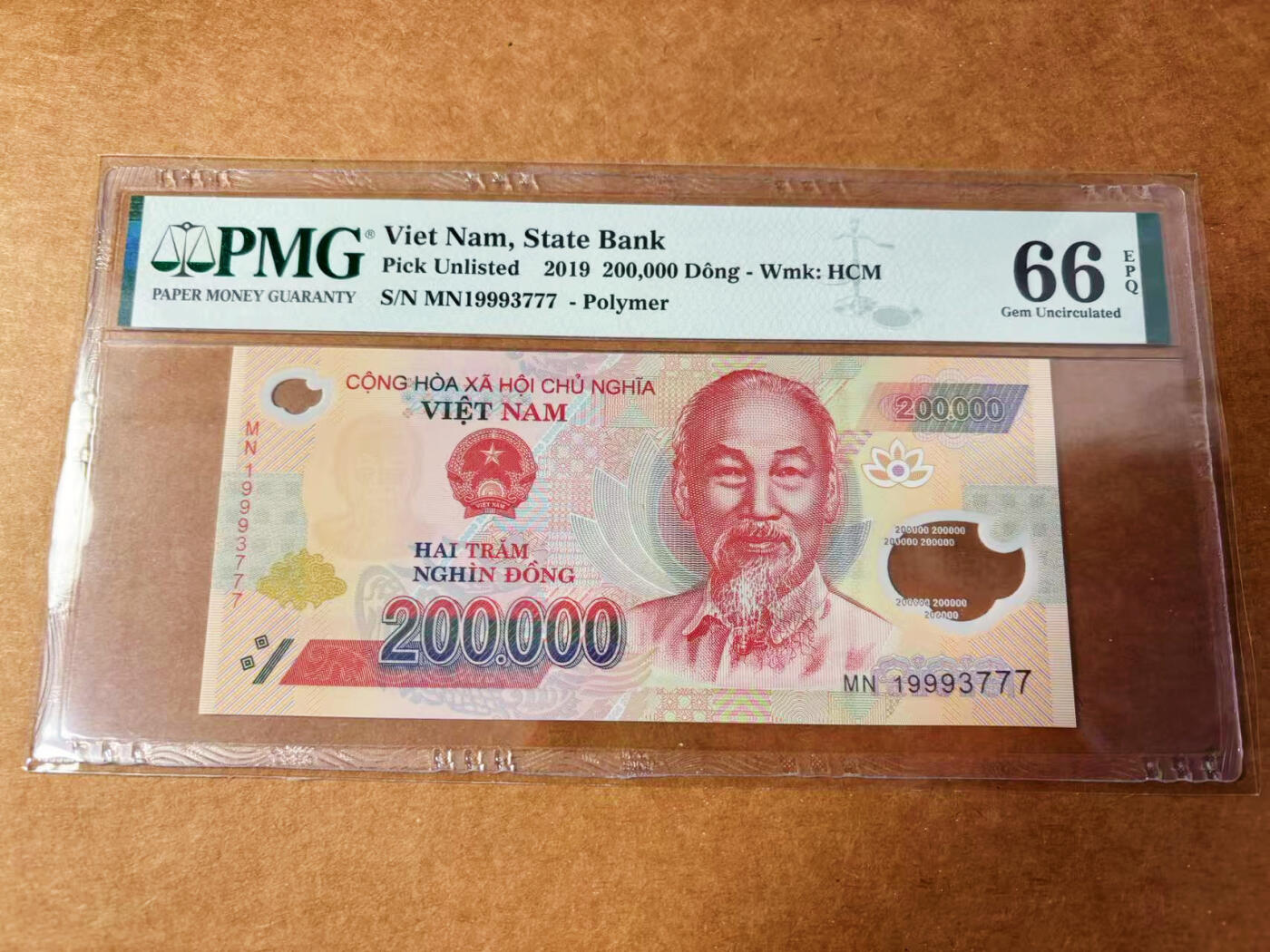 【Blue Auction】✨世界纸币精拍第627期【精】 【777豹子号】越南 2019年20万盾 PMG66EPQ  