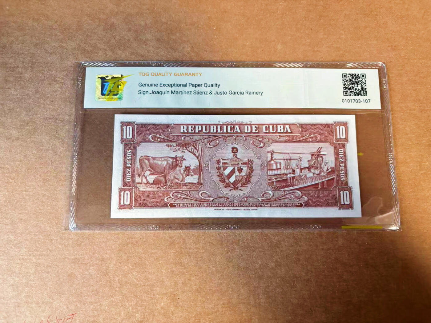 【Blue Auction】✨世界纸币精拍第627期【精】 古巴 1958年10比索 TQG67EPQ 