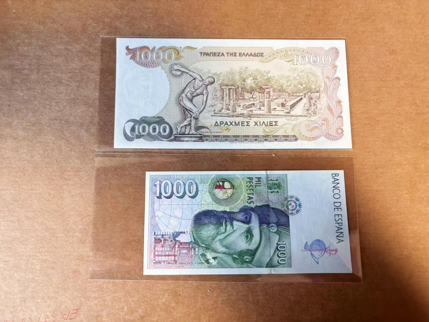 【Blue Auction】✨世界纸币精拍第627期【精】 【一组2张含无47】西班牙 1000比塞塔 有黄 UNC-&希腊 1000德拉科马 UNC-