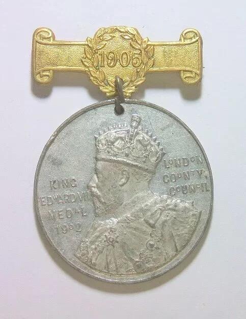 英国1905年 爱德华七世高浮雕精制大合金章 带铭牌 40MM