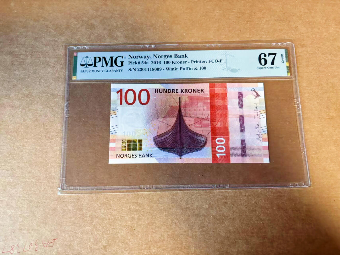 【Blue Auction】✨世界纸币精拍第627期【精】 【无47】挪威 2016年100克朗 PMG67EPQ 高分