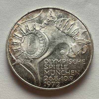 🌹外币初藏🌹🐯2025年第二十场  每周二四六晚8️⃣点 接代拍 - 德国1972年慕尼黑奥运会10马克纪念银币15.5克62.5%银