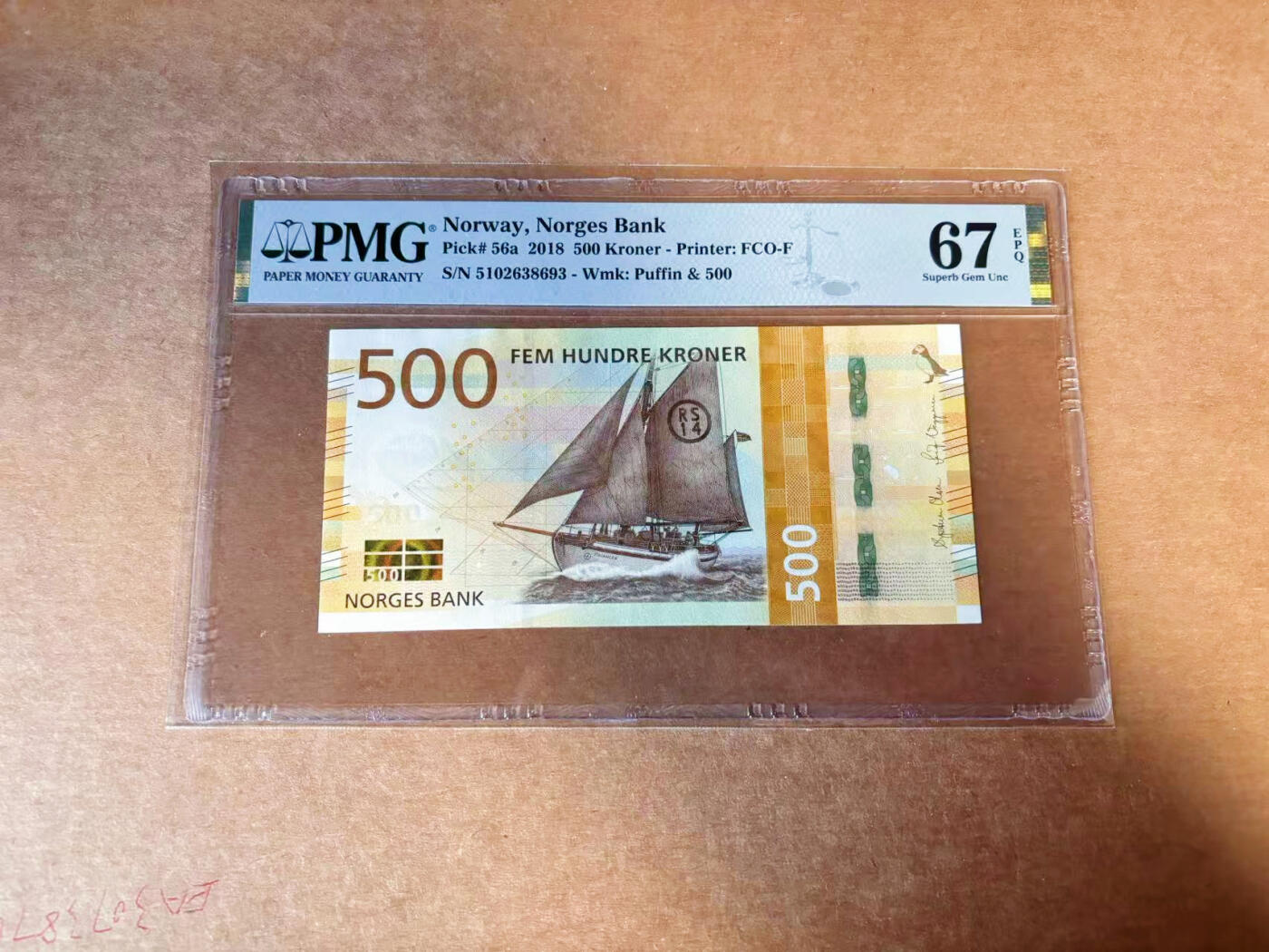 【Blue Auction】✨世界纸币精拍第627期【精】 【无47】挪威 2018年500克朗 PMG67EPQ 高分