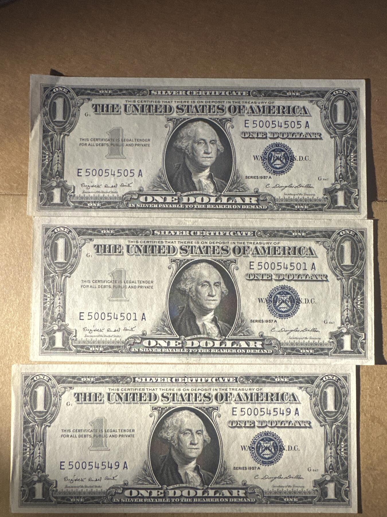 外国纸币专场 （3张）美国蓝裤1刀Au