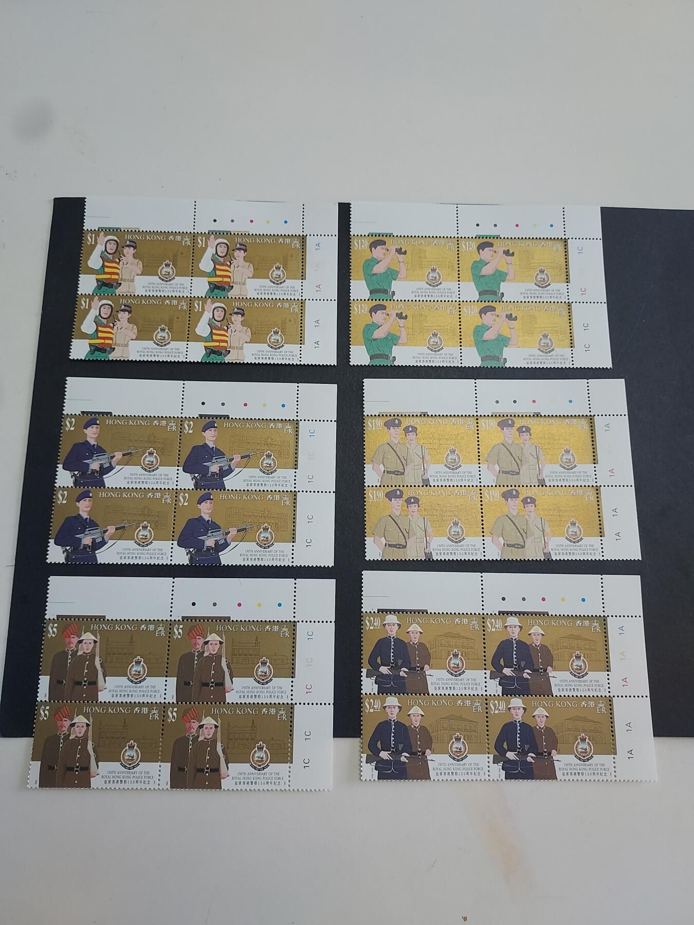 理想集藏/博彦收藏 3月8日邮票专场 香港警察方连新全 金轻微氧化 近全品