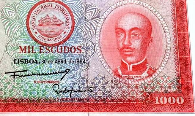 【Blue Auction】✨世界纸币精拍第627期【精】  【冠军分】葡属几内亚 1964年1000埃斯库多 PMG67EPQ 高分 BWC出品雕刻精美 人物为霍里奥·巴雷托 背面经典场景 