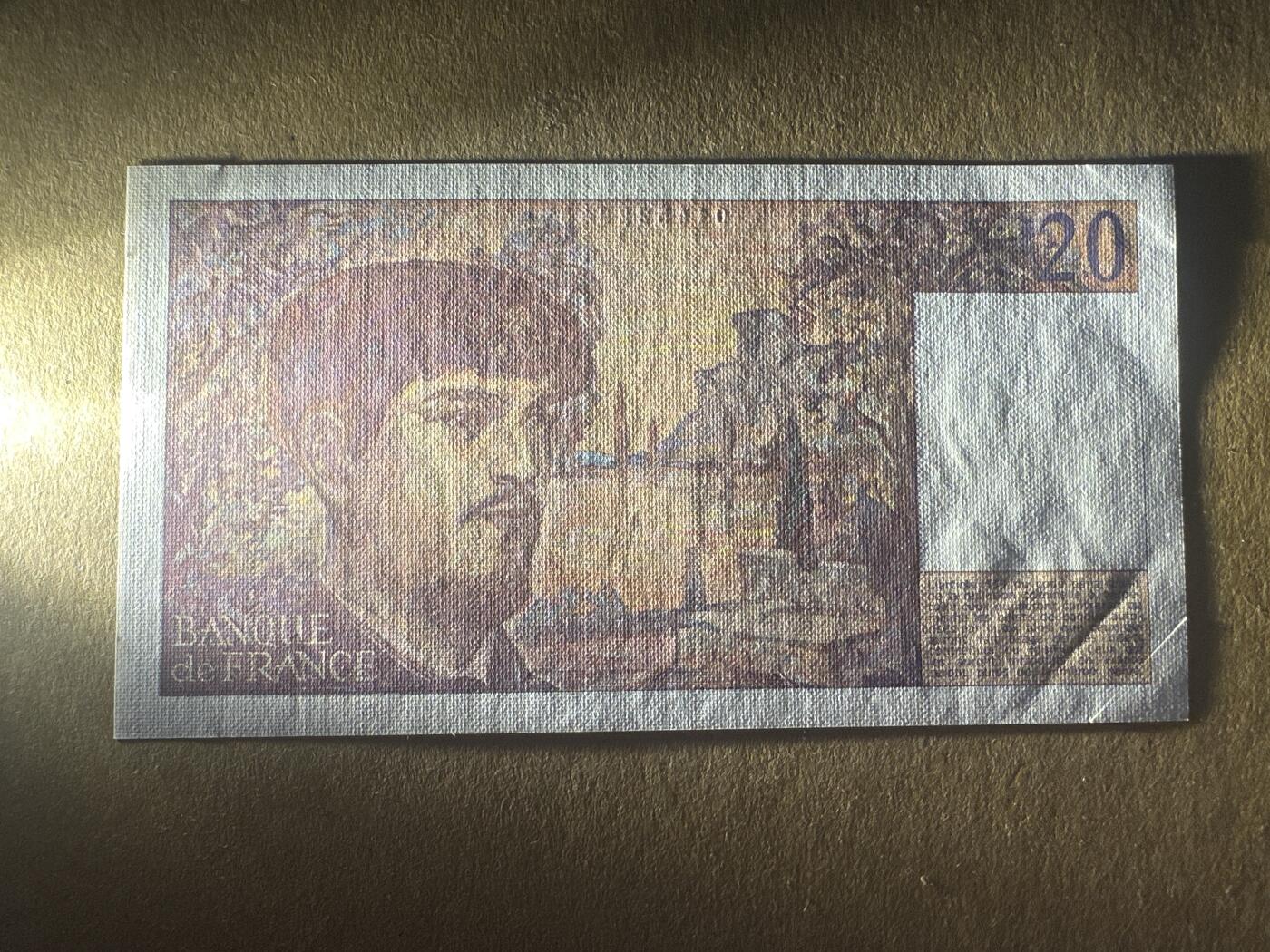 外国纸币专场 20法国法郎unc-（无针孔）