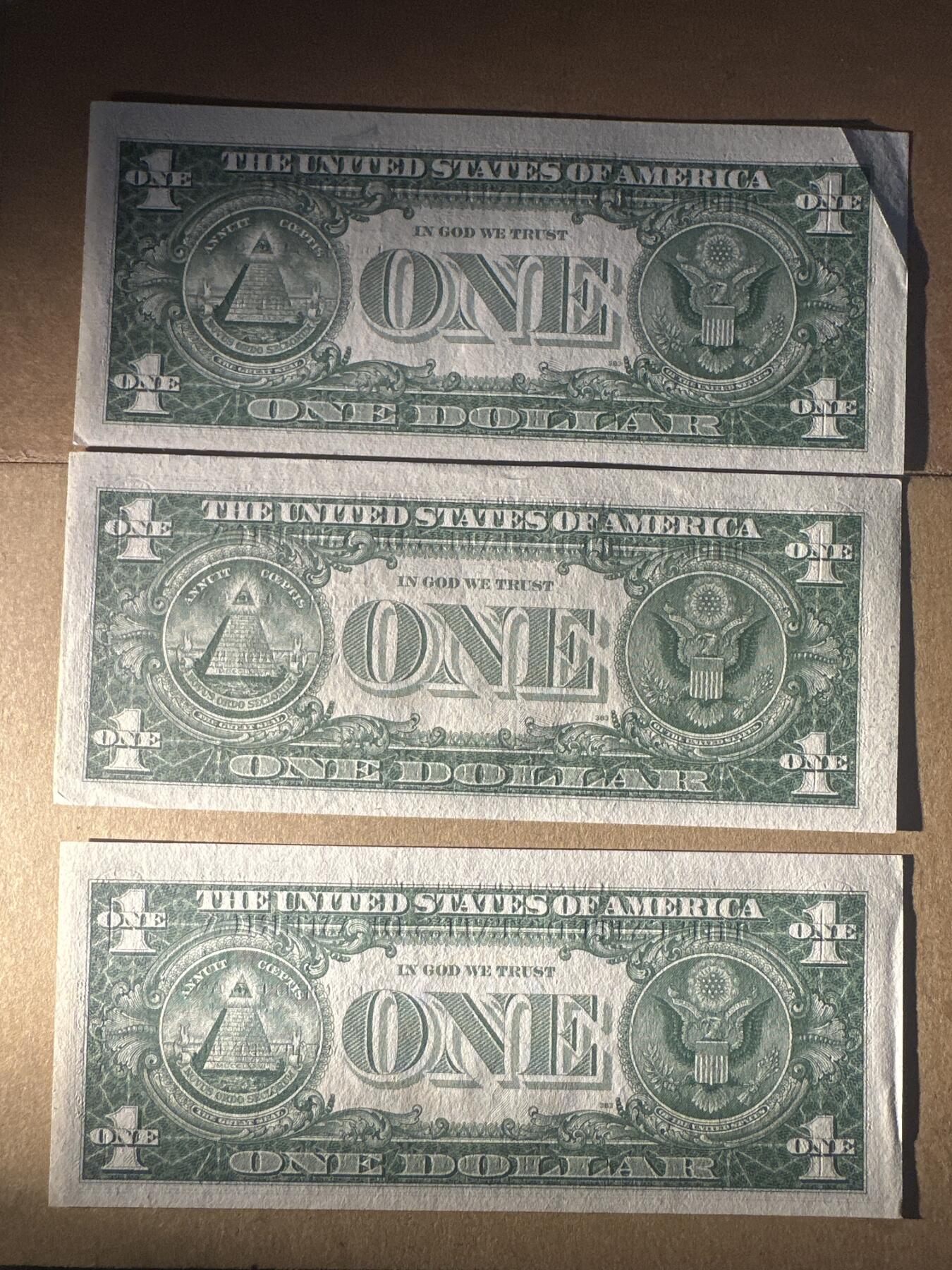 外国纸币专场 （3张）美国蓝裤1刀Au