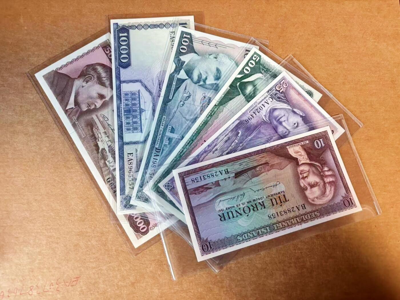 【Blue Auction】✨世界纸币精拍第627期【精】 【一组6张】冰岛10-5000克朗 设计精美 全新UNC