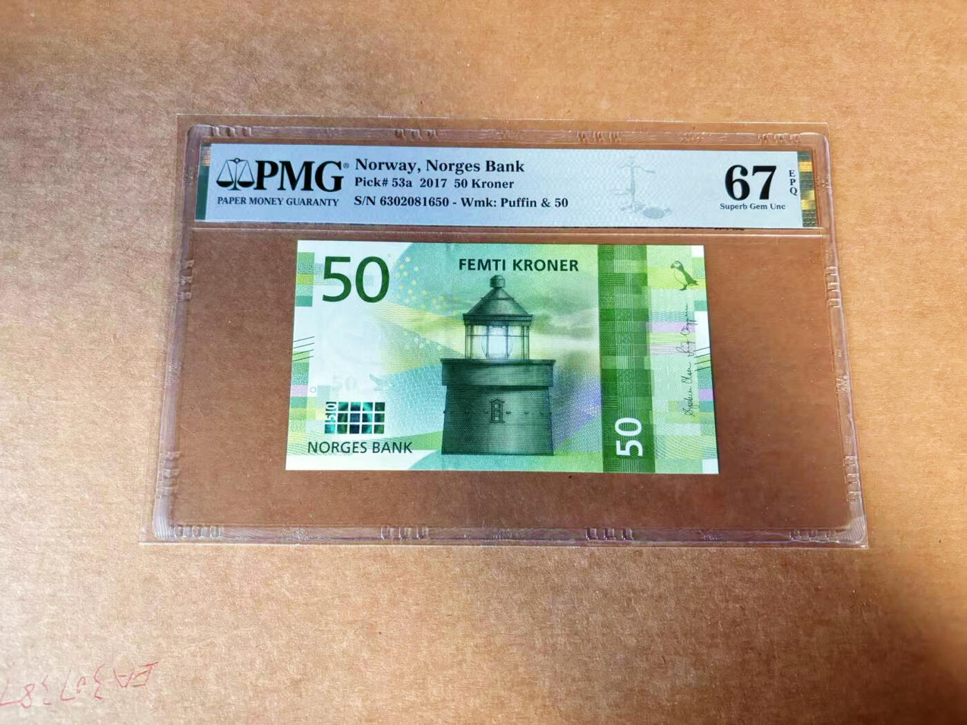 【Blue Auction】✨世界纸币精拍第627期【精】 【无47】挪威 2017年50克朗 PMG67EPQ 高分