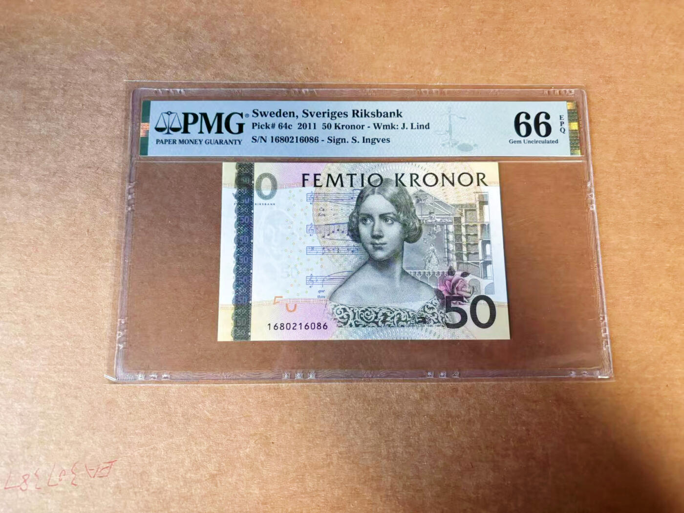 【Blue Auction】✨世界纸币精拍第627期【精】 【无47】瑞典 2011年50克朗 夜莺 PMG66EPQ 