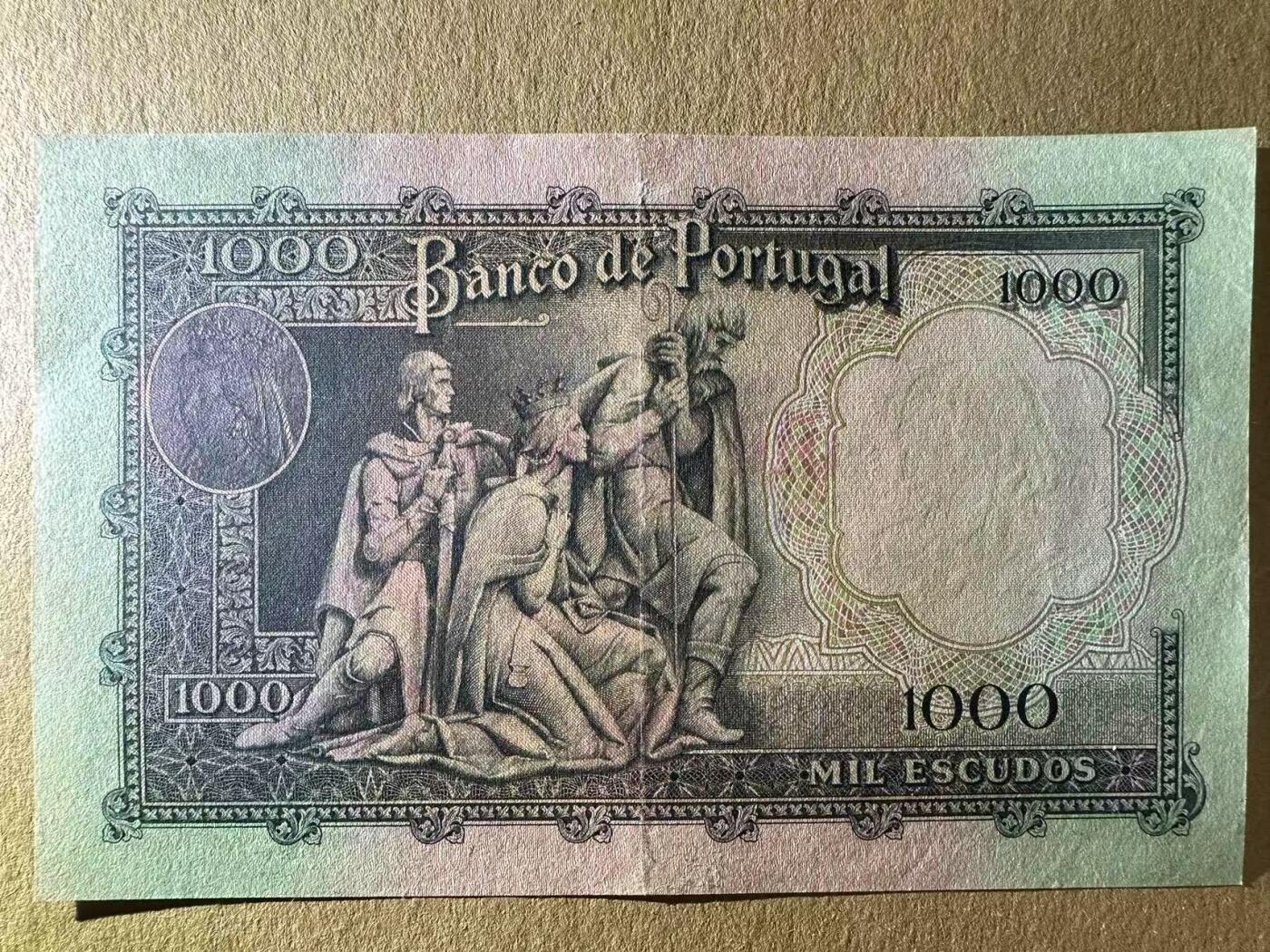 【Blue Auction】✨世界纸币精拍第627期【精】  葡萄牙 1956年1000埃斯库多 费丽帕女王初版 设计精美 AU品相