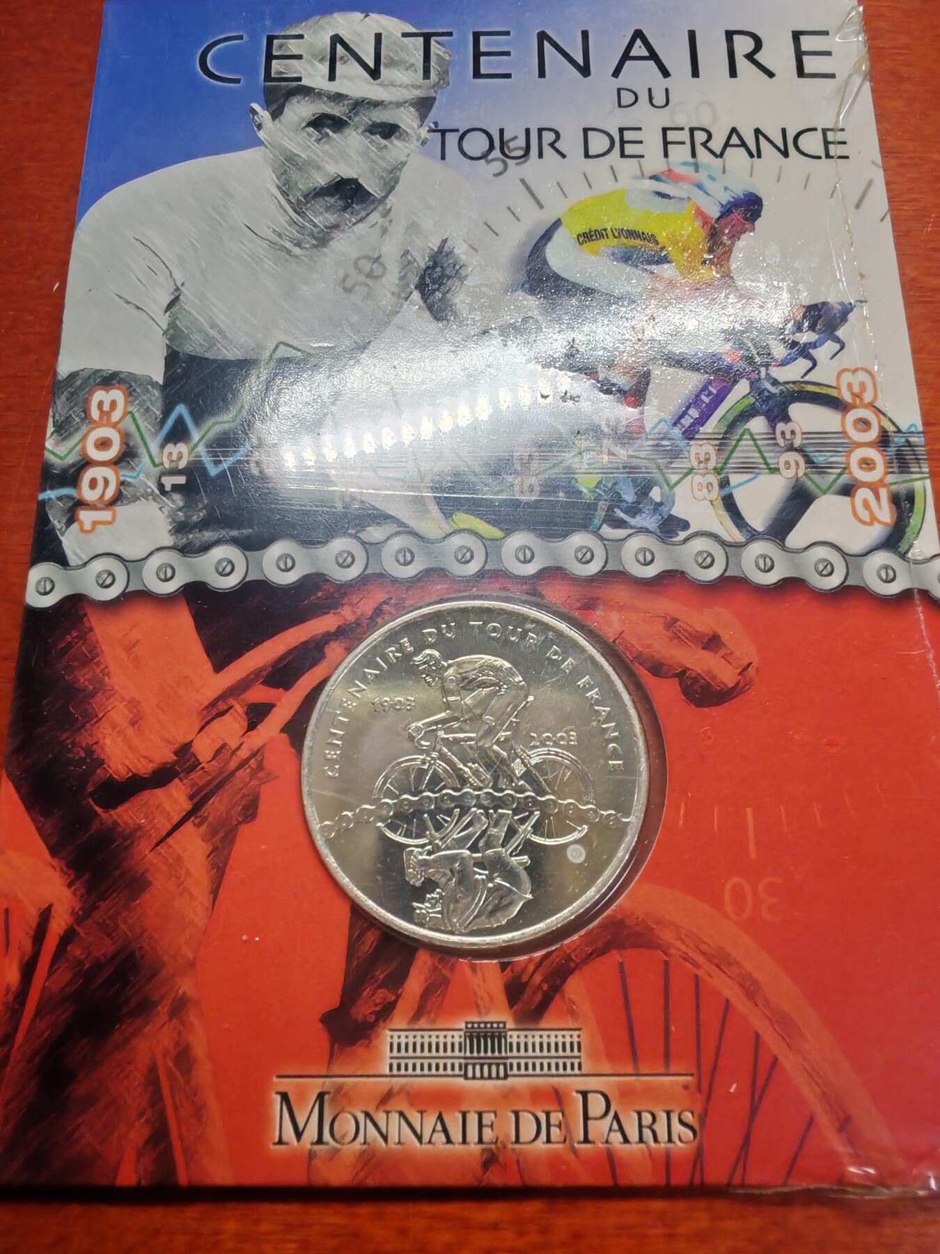 长老汇蛇年精选第七场拍卖 2003法国环法自行车赛百周年1/4欧元银币，卡装