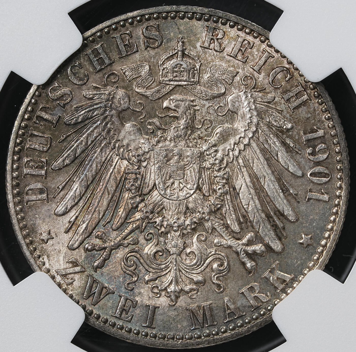 修遠堂世界钱币第六十期 NGC MS64 1901年普鲁士建国200周年2马克银币 五彩