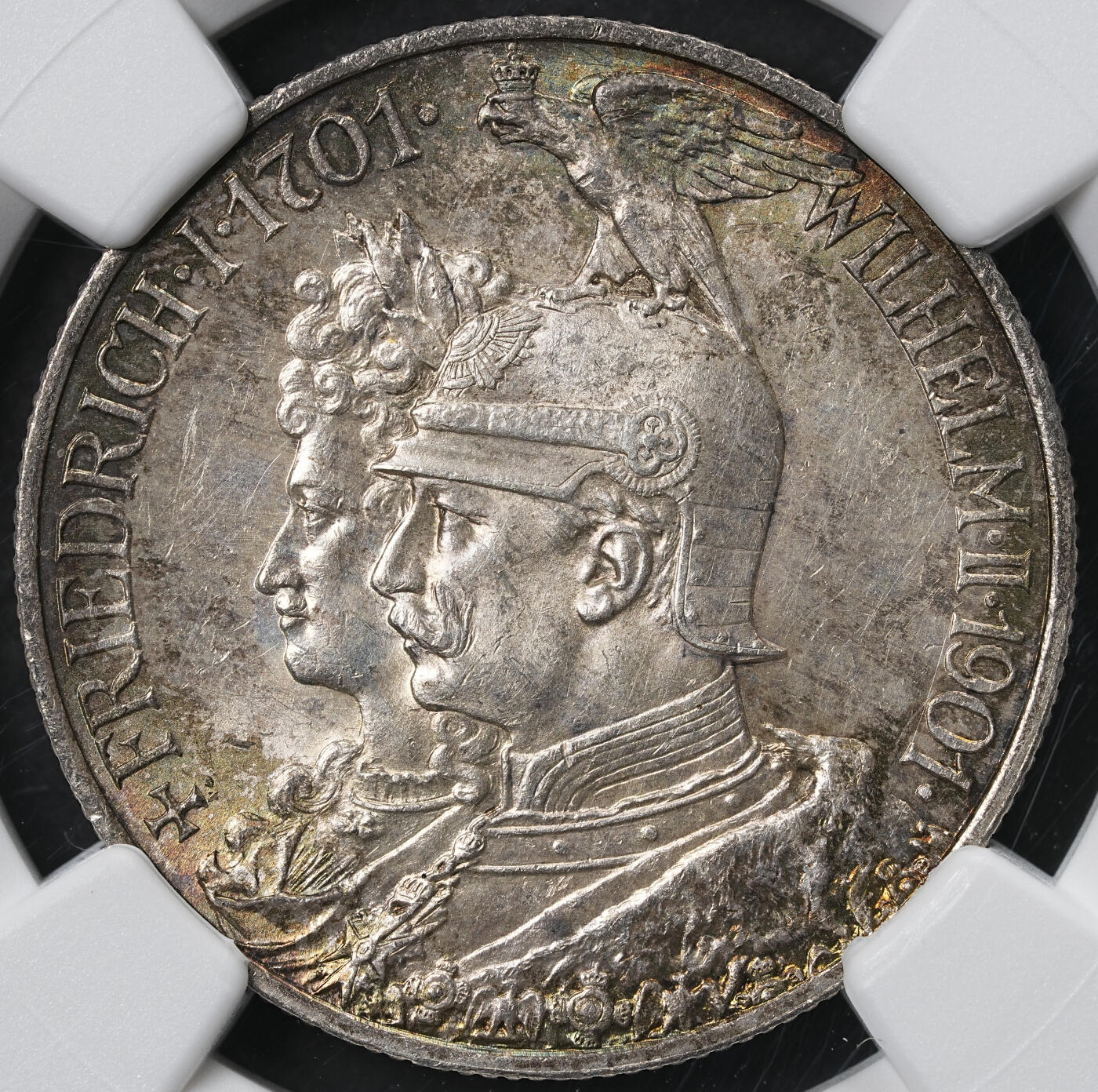 修遠堂世界钱币第六十期 NGC MS64 1901年普鲁士建国200周年2马克银币 五彩