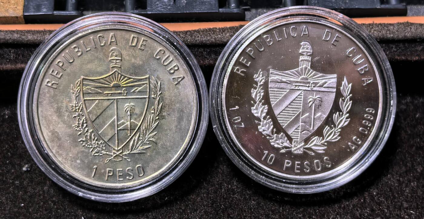 北京马甸外国币专卖第135期，外国币专场，陆续上拍，欢迎关注 2000年古巴毛泽东1盎司银币十镍币