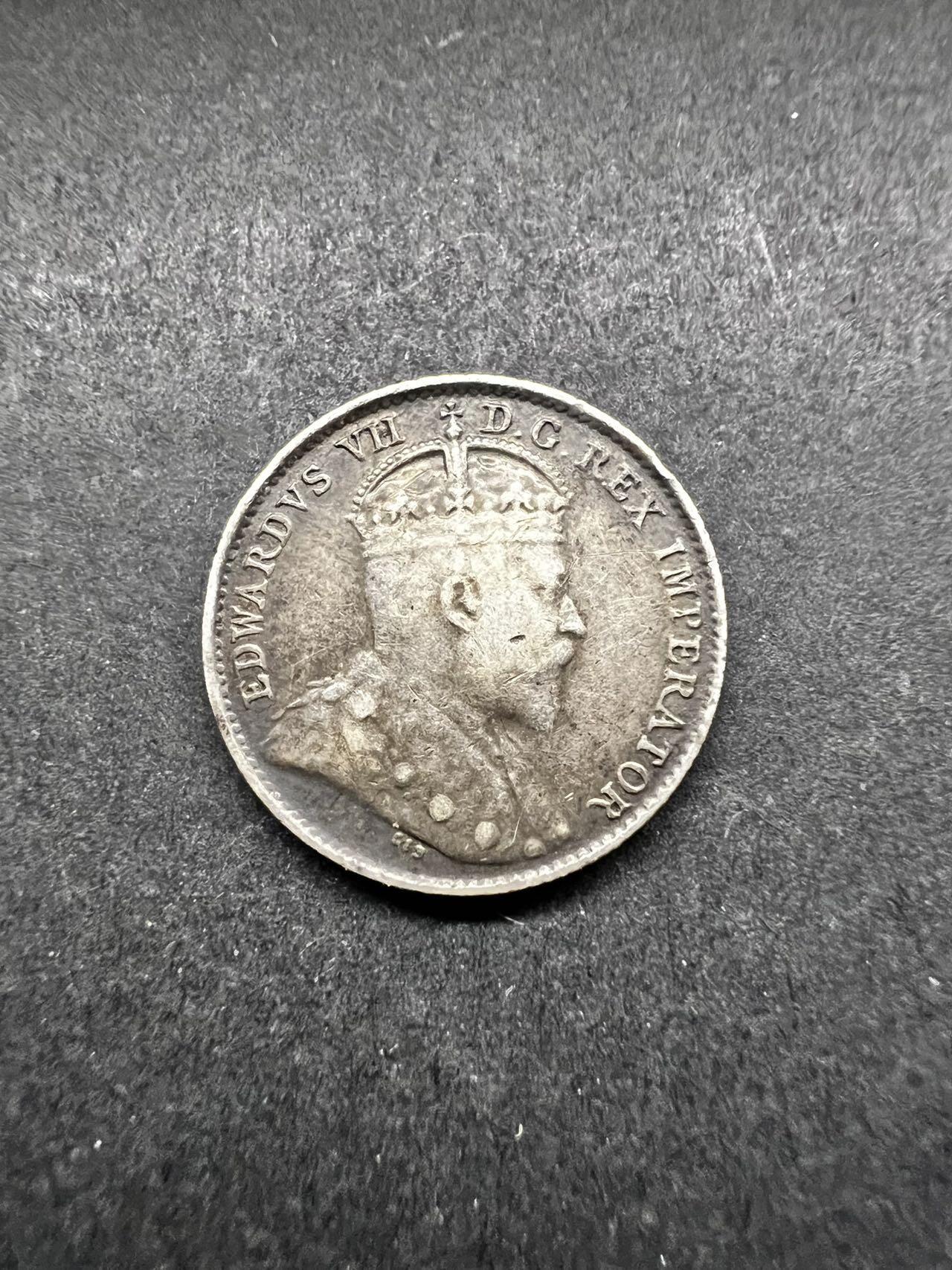 聚福钱庄★世界钱币第四期 全场包邮 欢迎参拍 加拿大1902年5分银币 爱德华七世