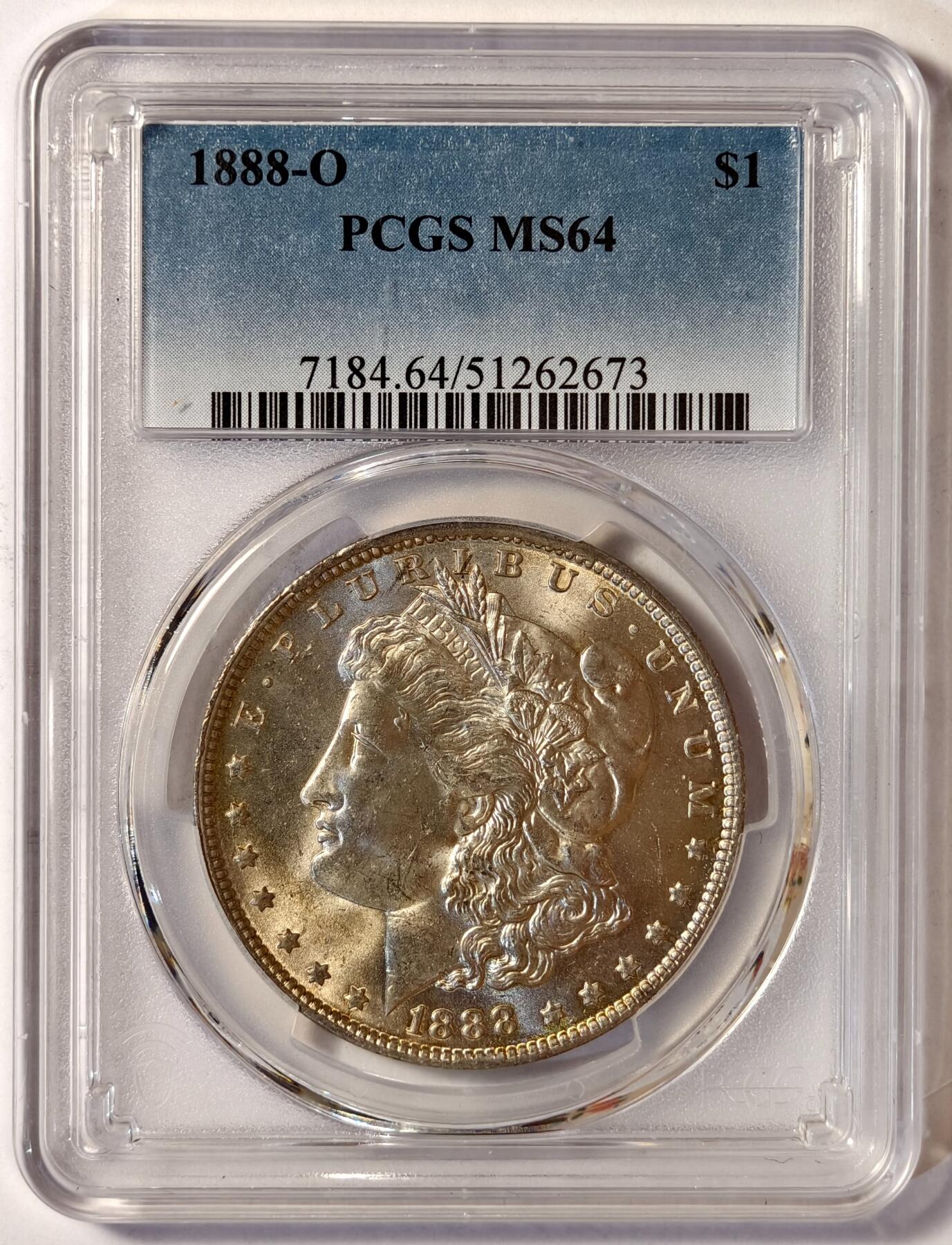 紫瑗钱币——第540期 美国 1888年 O版 摩根 大头妹 1美元 银币 PCGS MS64