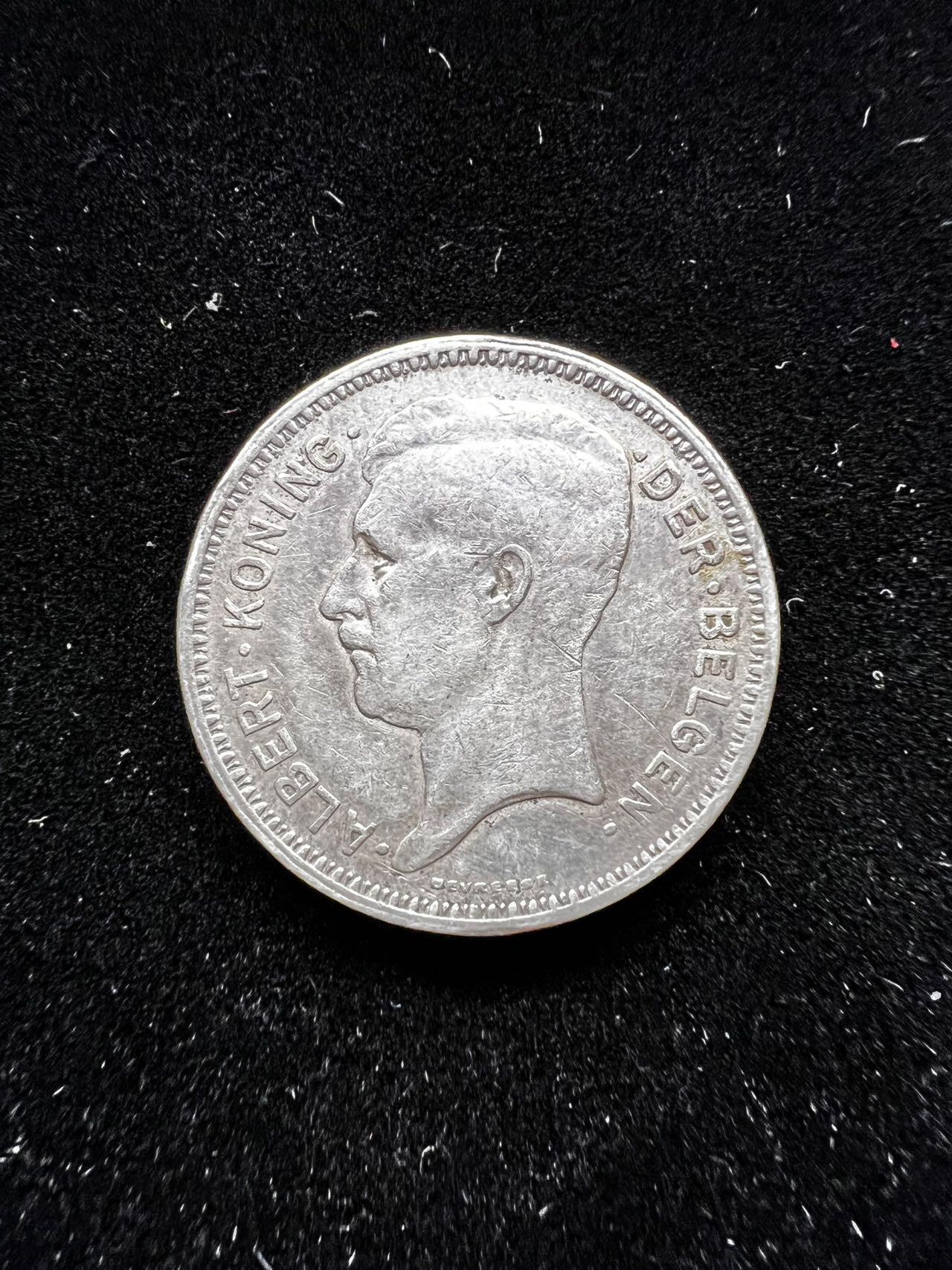 聚福钱庄★世界钱币第四期 全场包邮 欢迎参拍 比利时1934年20法郎银币 极美品