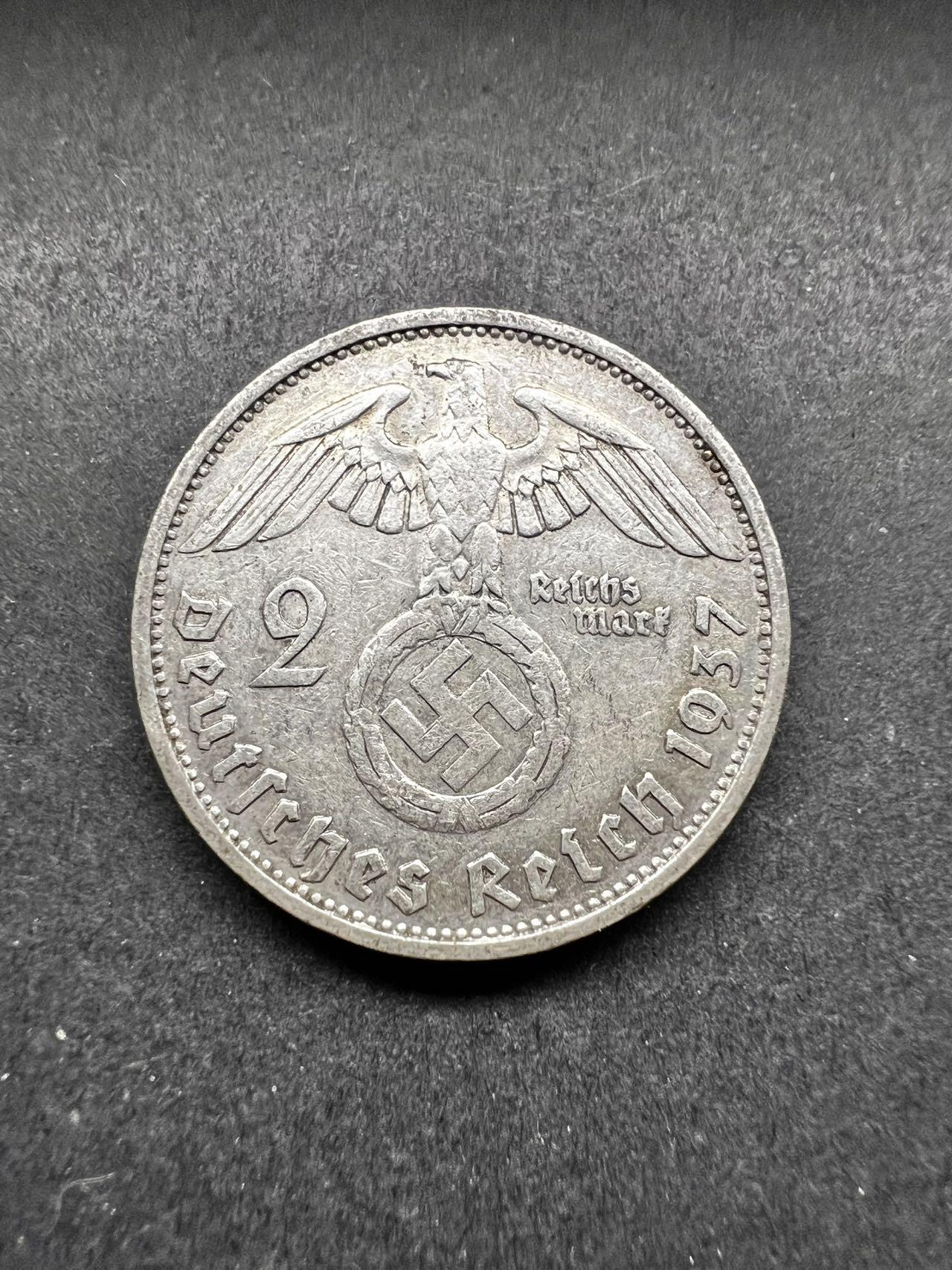 聚福钱庄★世界钱币第四期 全场包邮 欢迎参拍 德国1937年兴登堡2马克银币