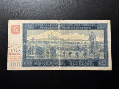 八十四场 - 波西米亚1940年100克朗实钞！！风景大气！流通品，品种很不错！！