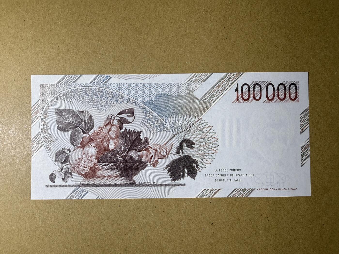 《艾美收藏》第190期-周日欧洲精品汇 意大利100000里拉 UNC 1983年初版 意大利画家卡拉瓦乔