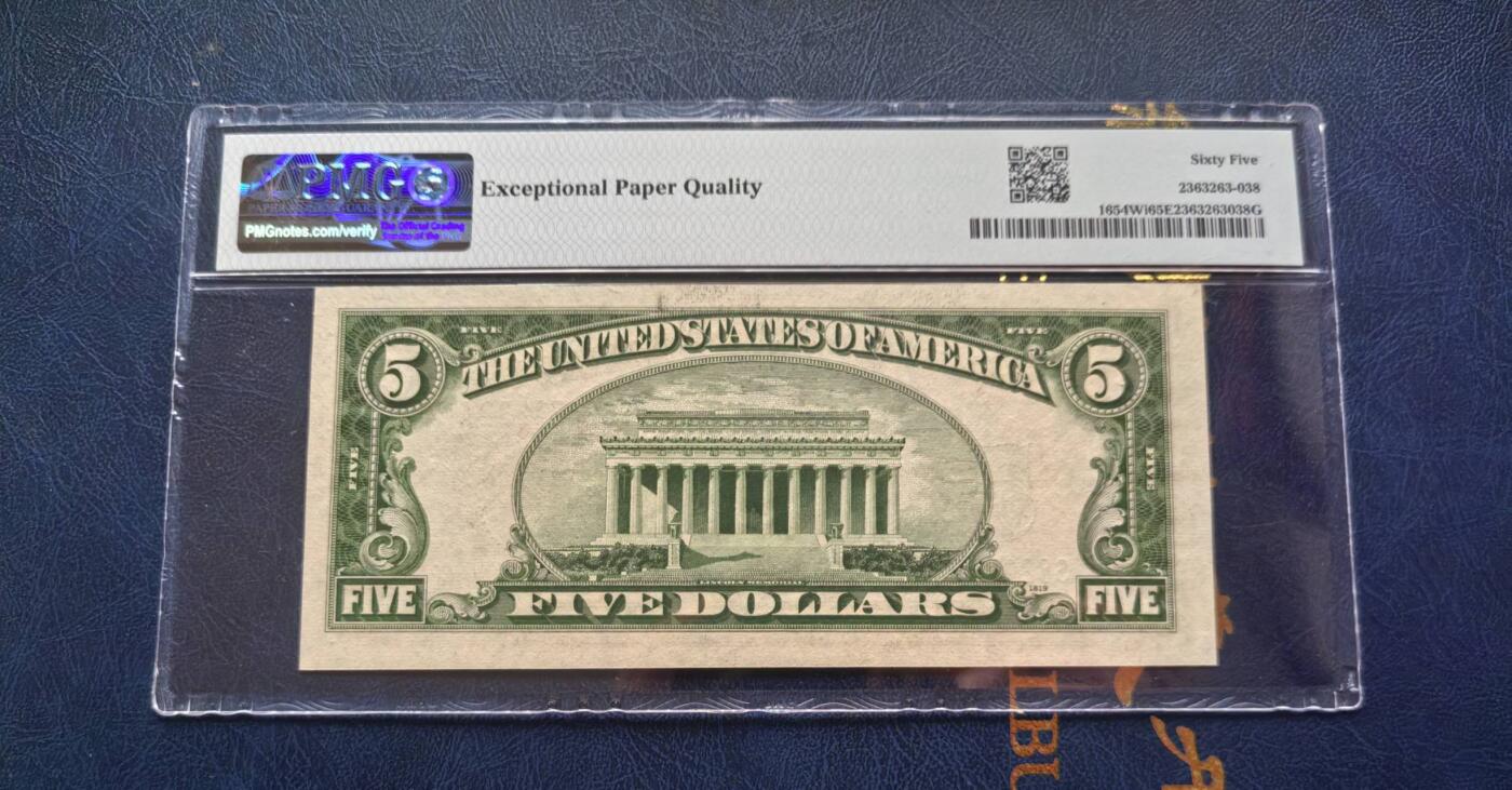 Gem Unc 美国纸币 1934年D版 5美元纸币 银币券 Pmg65 EPQ