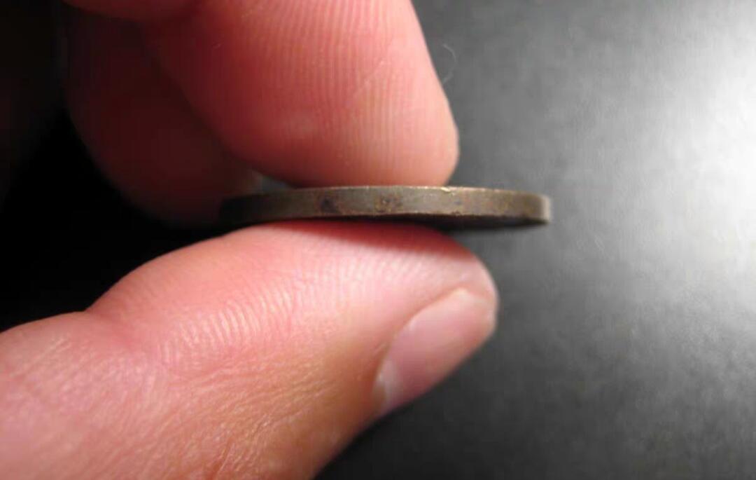 稀少彩包浆1848年英国维多利亚哥特体双色克朗样币，世界上最早的双金属币
