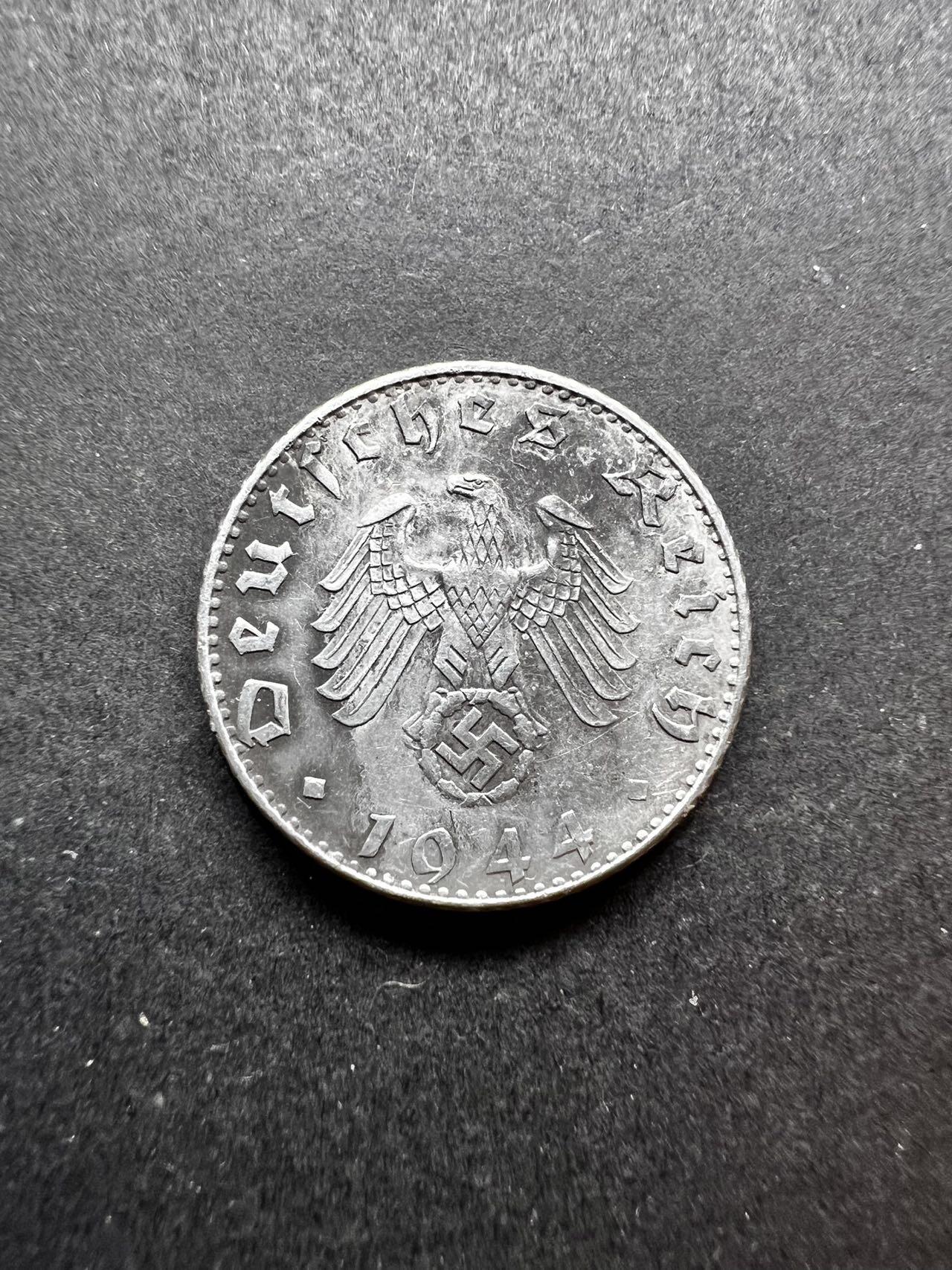 聚福钱庄★世界钱币第四期 全场包邮 欢迎参拍 德国1944年B版50芬尼铝币