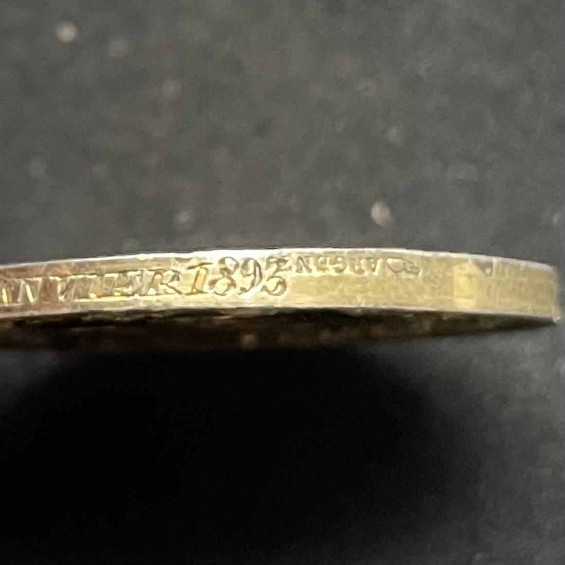 「木头集藏」章牌专场-第54场 1893年法国婚礼镀金银章  直径：28 mm，10.9g，边铭：丰饶角 ARGENT