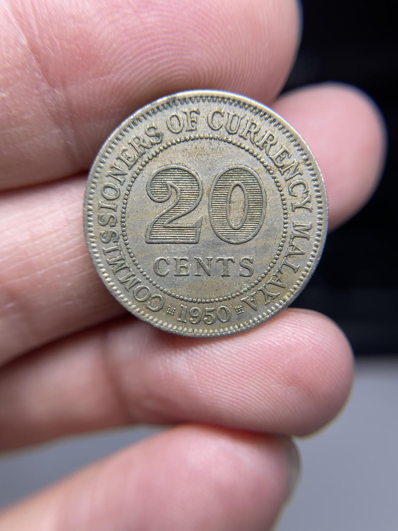2025年集古藏今外币拍卖第三期-第6场—（总第216拍），可以寄存60天，满160元包邮。 1950年英属马来亚20分