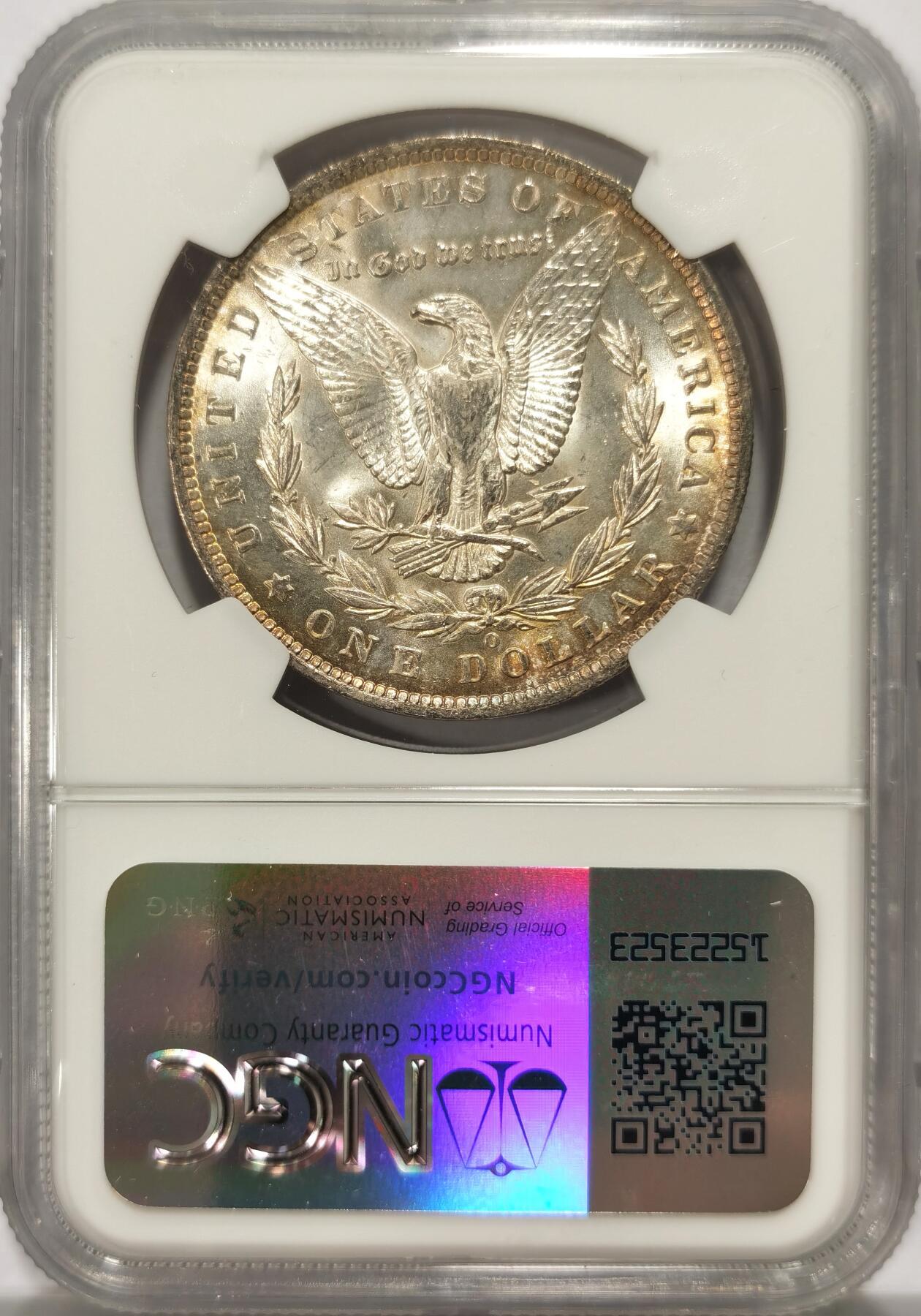 博洋堂世界钱币拍卖第113期（全场包邮） NGC MS62 美国1885年O版摩根1美圆银币