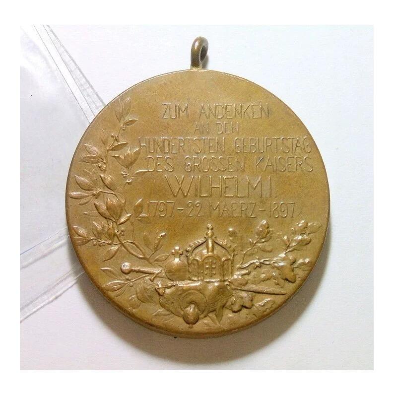 德国普鲁士1897年 威廉一世诞辰百年大铜章 40MM