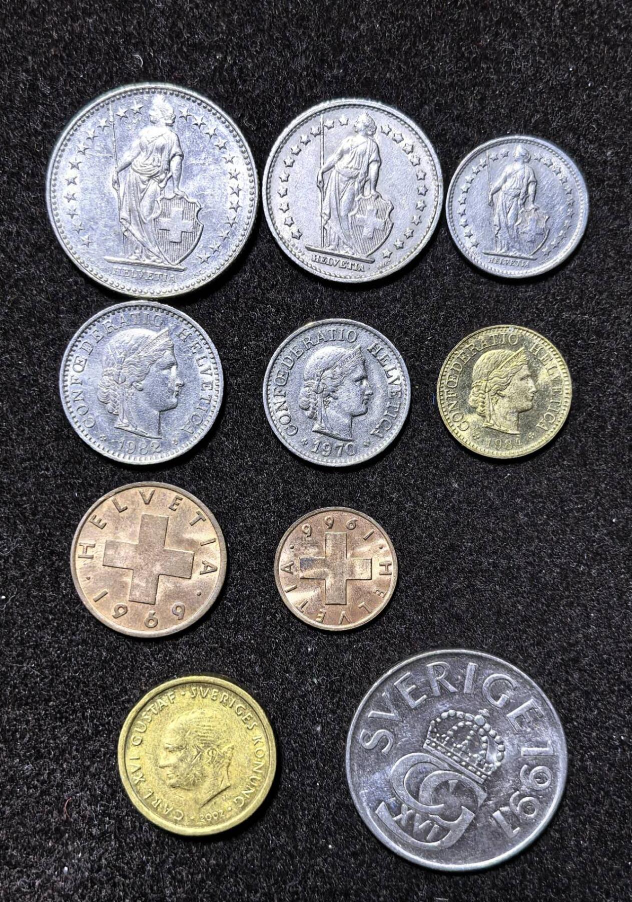 北京马甸外国币专卖第135期，外国币专场，陆续上拍，欢迎关注 瑞士和瑞典散币