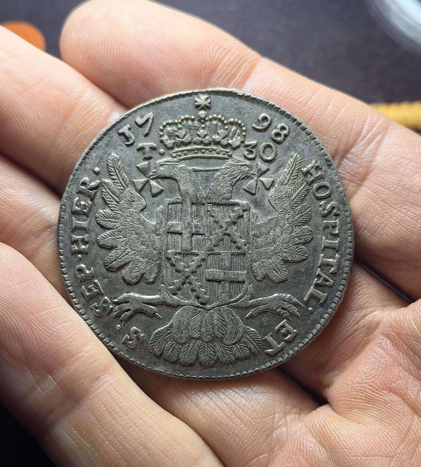 南宋泉阁俄币 外币 国币 专场第六期 马耳他骑士团 1798年 医院骑士团30T大银币 末代领主霍姆佩斯 存世稀少 少见品种 通货好品