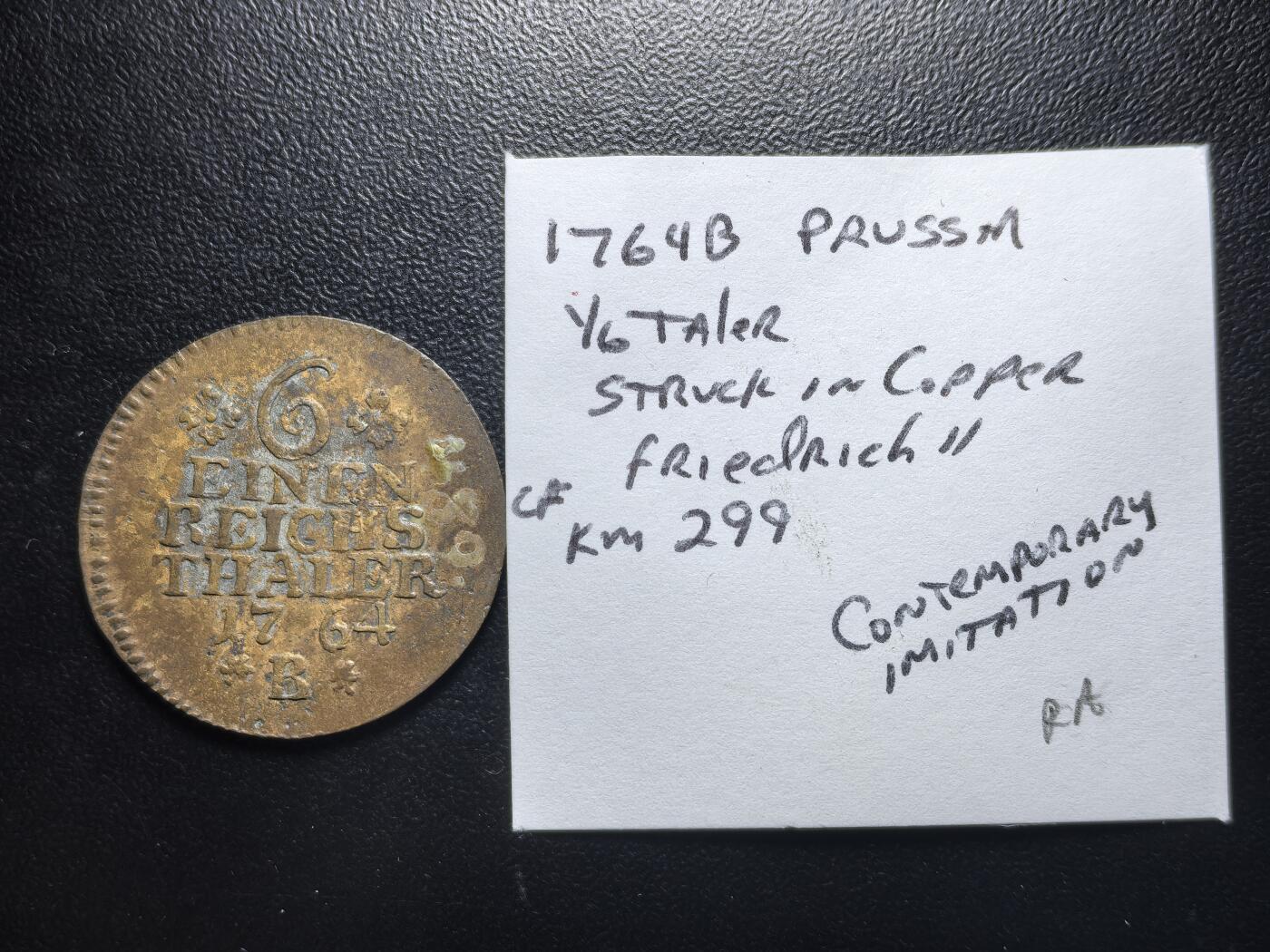 南宋泉阁俄币 外币 国币 专场第六期 私铸 1764年 普鲁士 弗雷德里希2世 1/6泰勒银币老仿 含铜量高