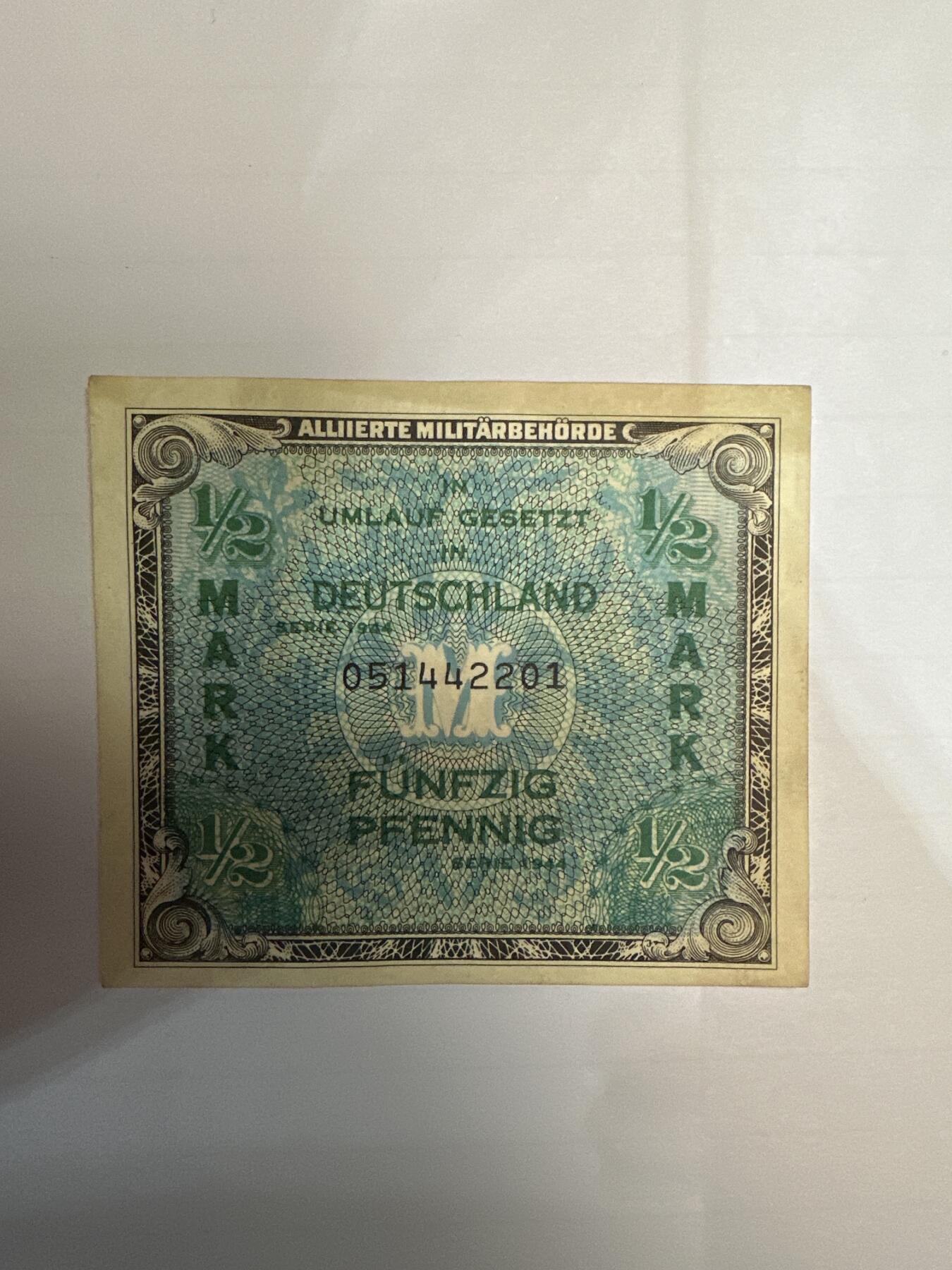 第二弹 纸币专场 1944年德国军票1/2马克