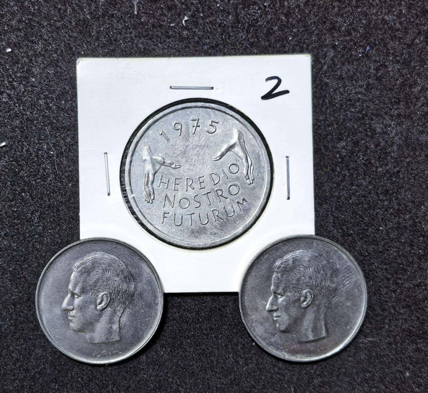 北京马甸外国币专卖第135期，外国币专场，陆续上拍，欢迎关注 瑞士5法郎纪念币，比利时10法郎2枚