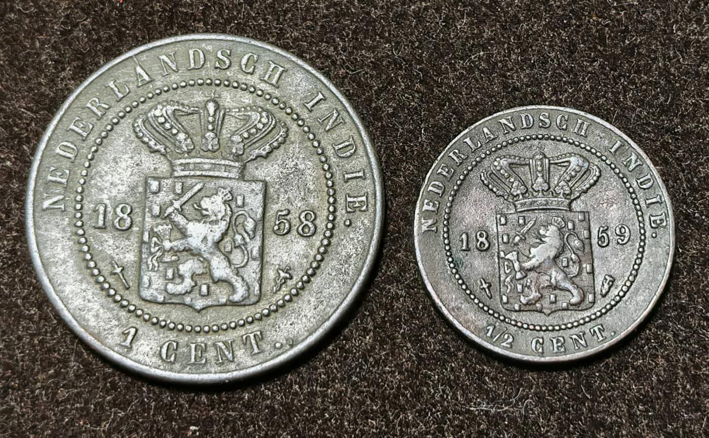 北京马甸外国币专卖第135期，外国币专场，陆续上拍，欢迎关注 荷属东印度1分，1/2分一对