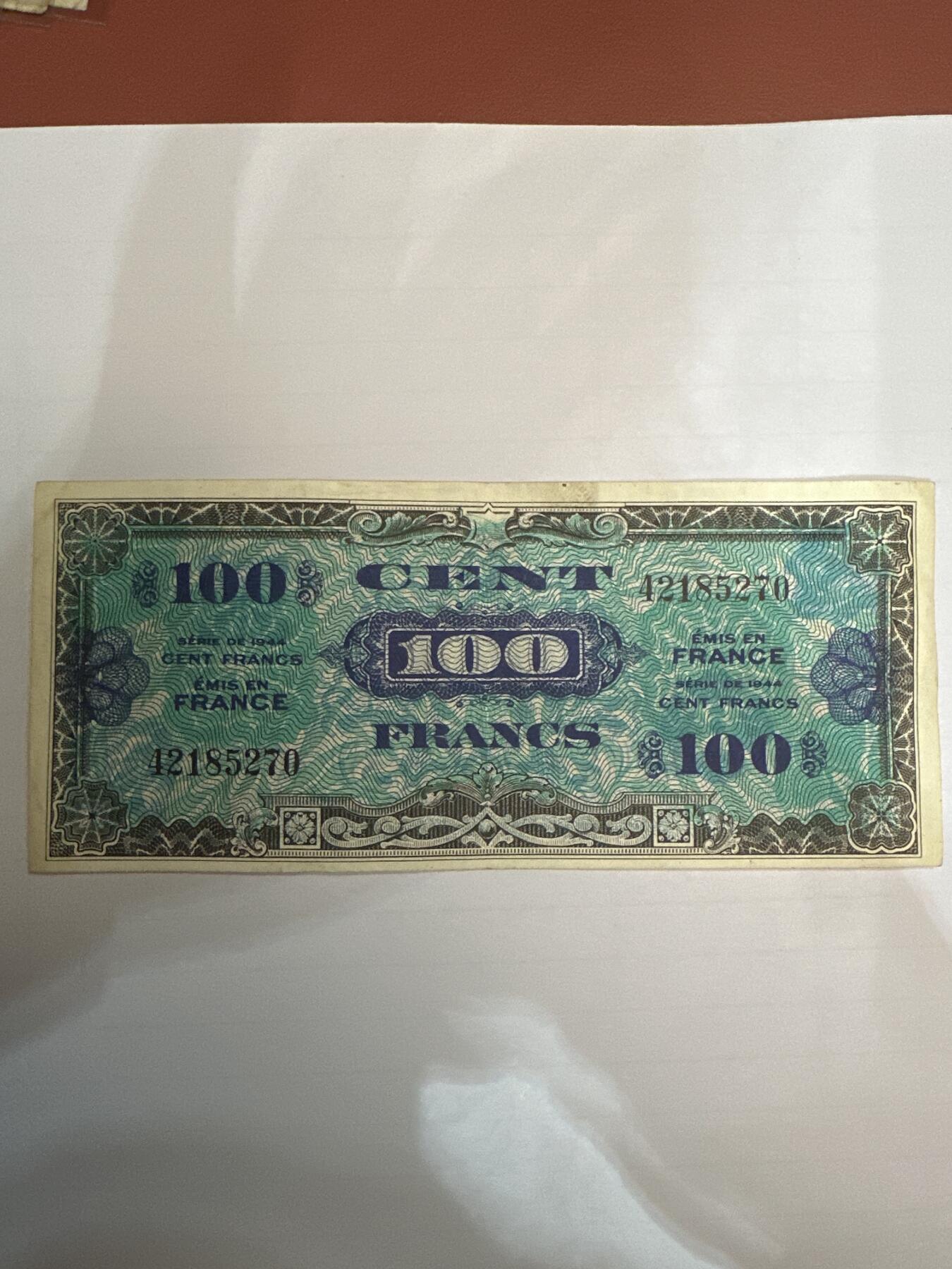 第二弹 纸币专场 1944年法国盟军军票100法郎
