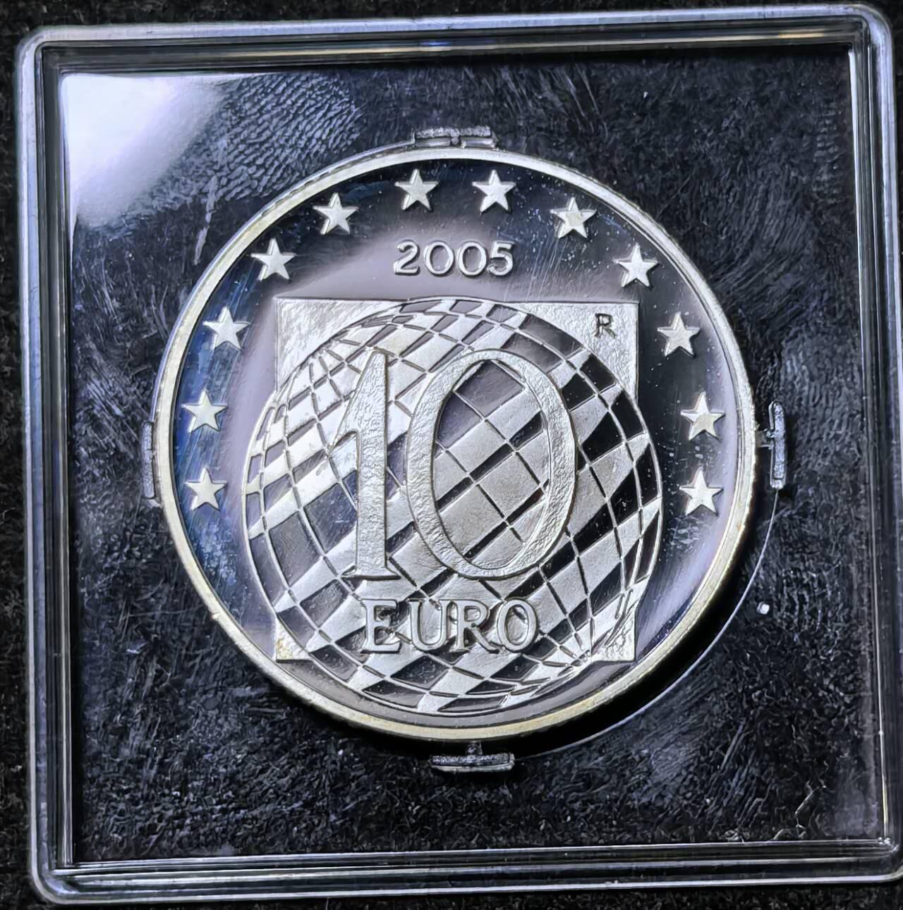 北京马甸外国币专卖第135期，外国币专场，陆续上拍，欢迎关注 意大利2005年欧洲之星项目和平自由60周年精制纪念银币