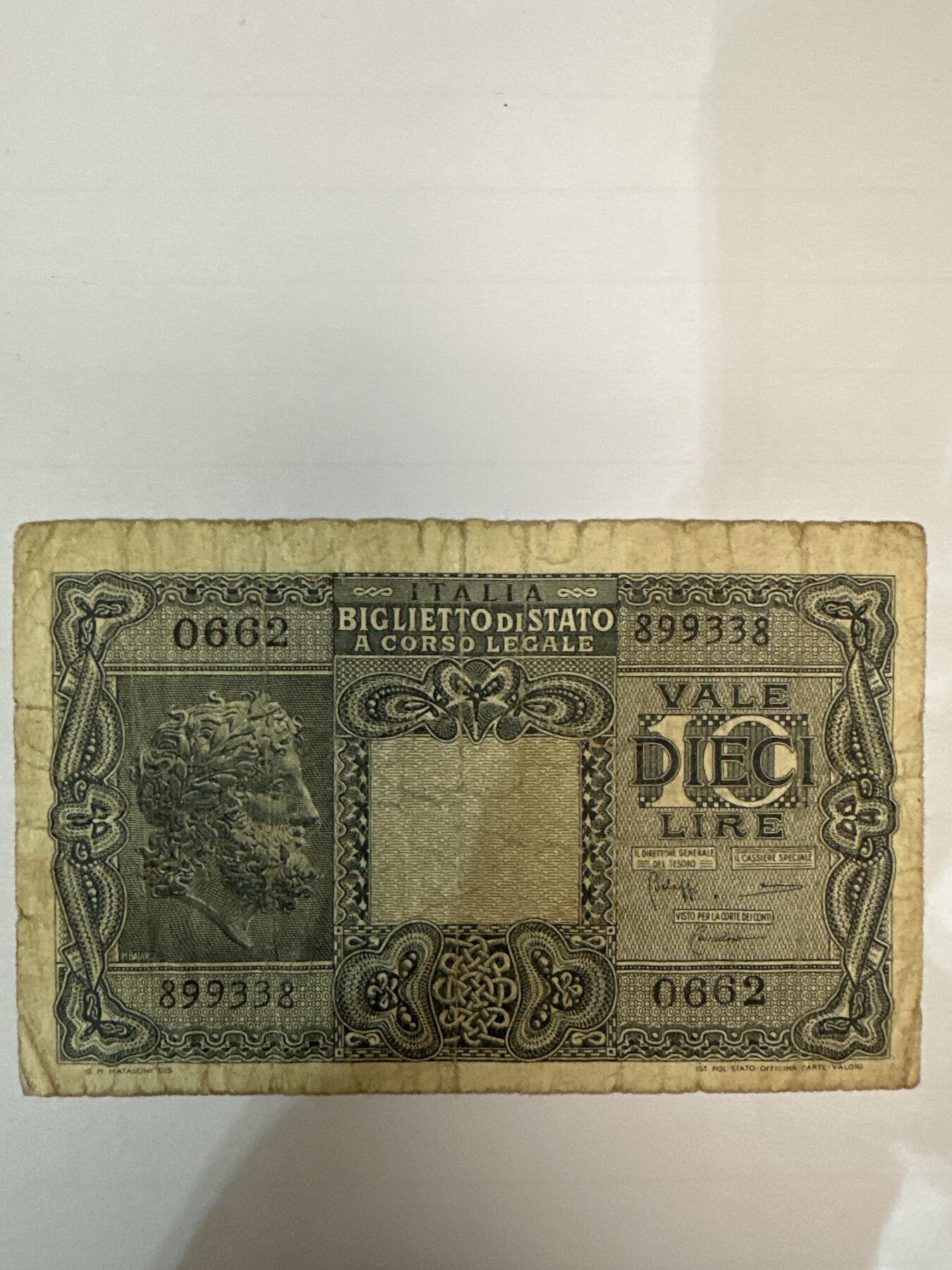 第二弹 纸币专场 1944年意大利10里拉