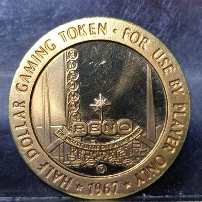 【淘币小摊】实时拍第六百零六拍 散币场 每日一拍 满百包邮可预留二周 每周一统一发货  - 美国内华达州里诺城哈罗德俱乐部半美元代币铜币原光品