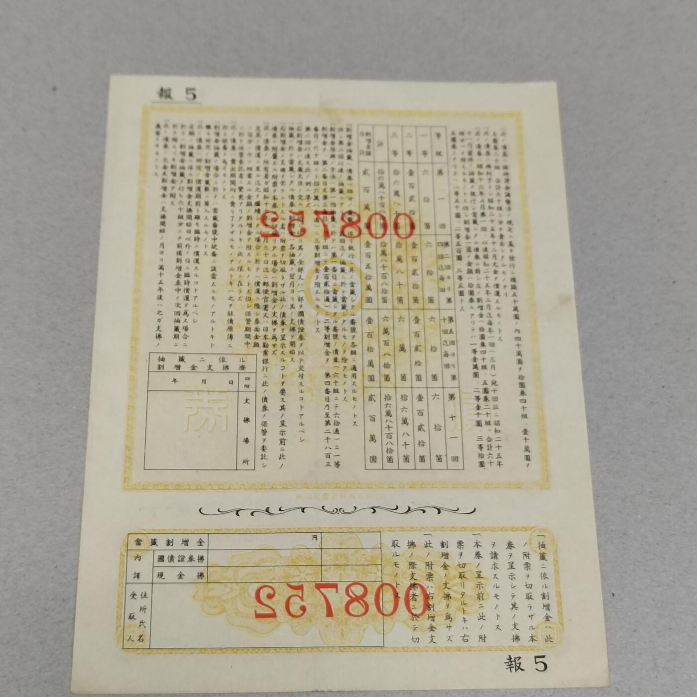 PCAI钱币 8-256  钱币小专场 日本二战时期的公债券