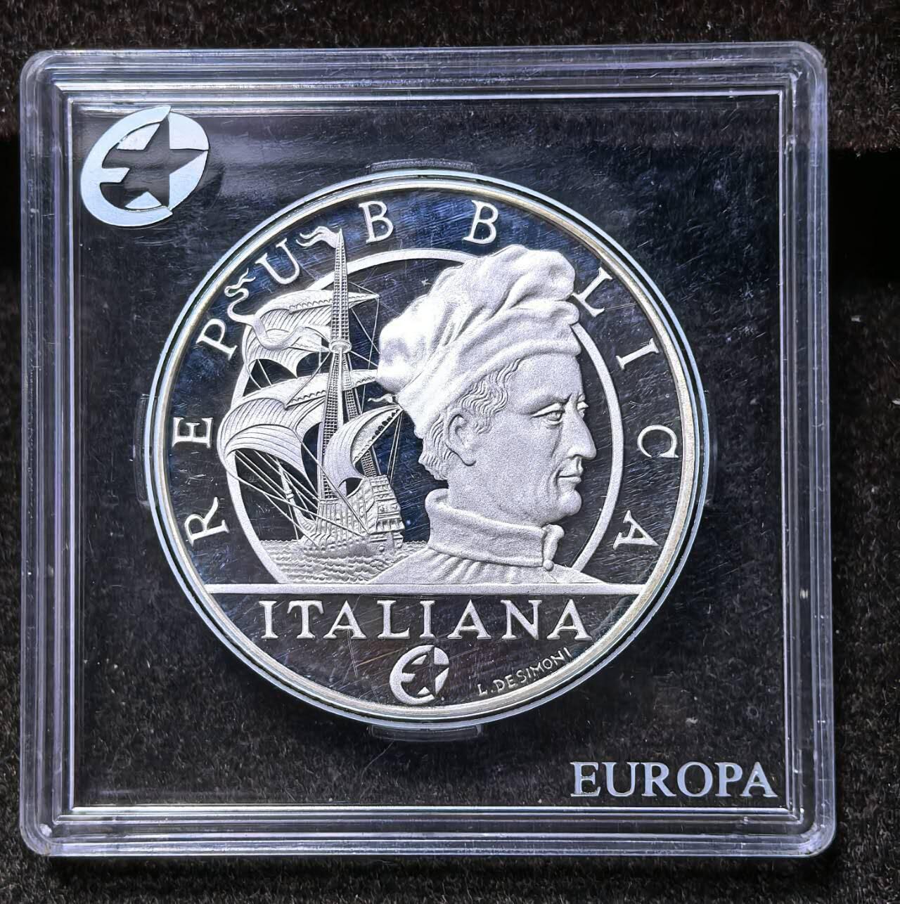 北京马甸外国币专卖第135期，外国币专场，陆续上拍，欢迎关注 意大利2011年欧洲之星系列探险家亚美利哥精制纪念银币