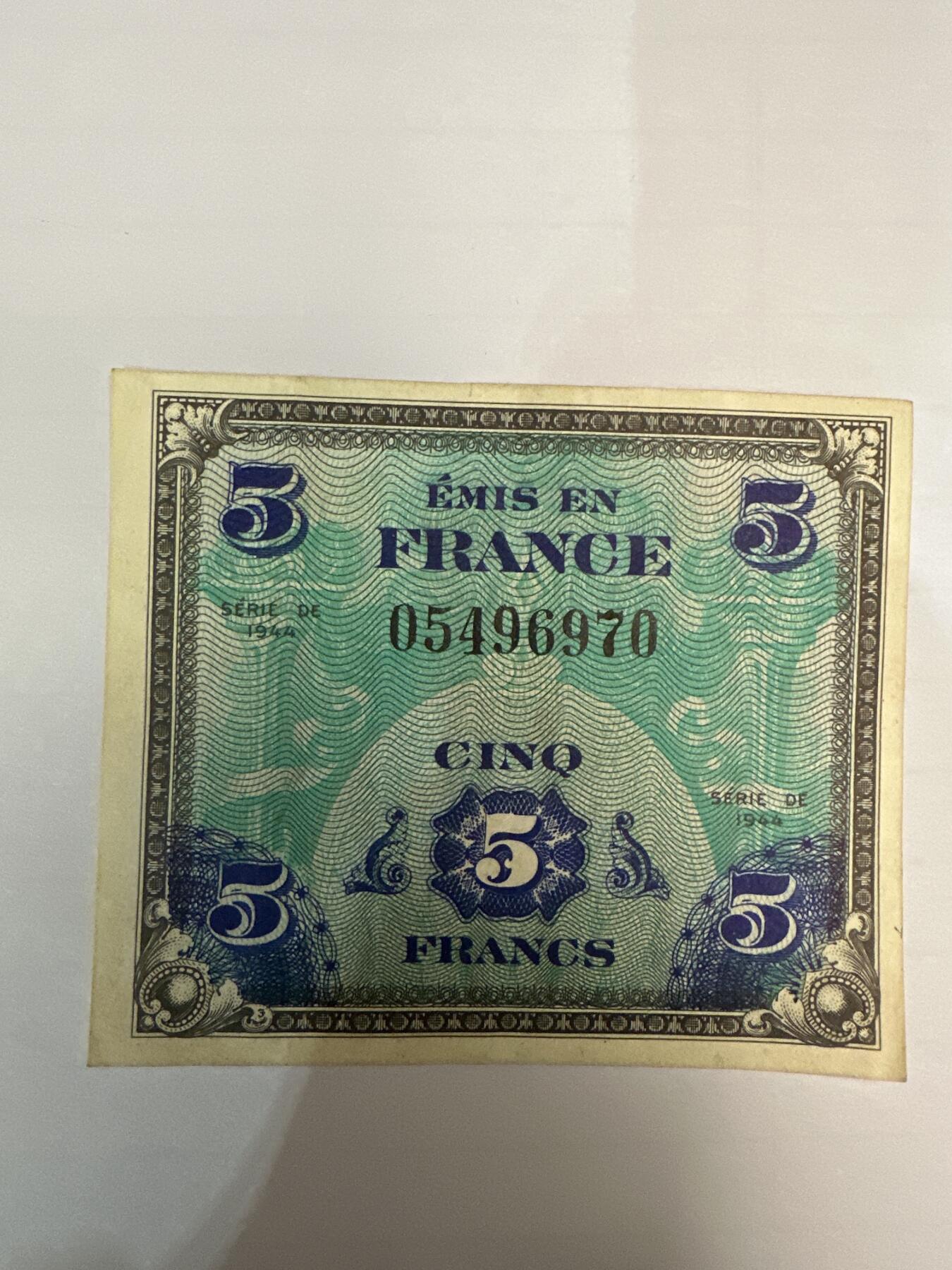 第二弹 纸币专场 1944年法国5法郎军票
